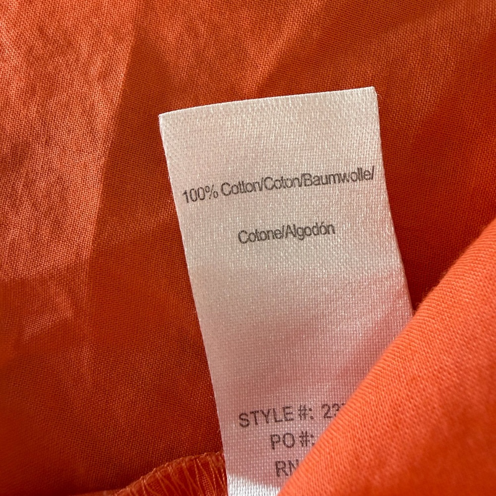 Hale Bob Orange Off Shoulder Bell Sleeve Top Drawstring Tassels 100% Cotton - Picture 6 of 7